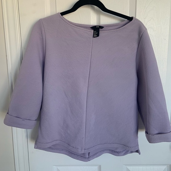 H&M, Lilac Ribbed Blouse with 3/4 Sleeves, Size: X Small - Picture 1 of 3